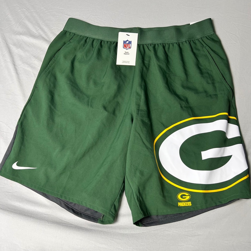 Nike Green Bay Packers NFL Mens XL Green Dri-FIT Shorts NKZV-465M-7T-06R
